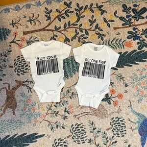 Twins Barcode Onesies Newborn Size